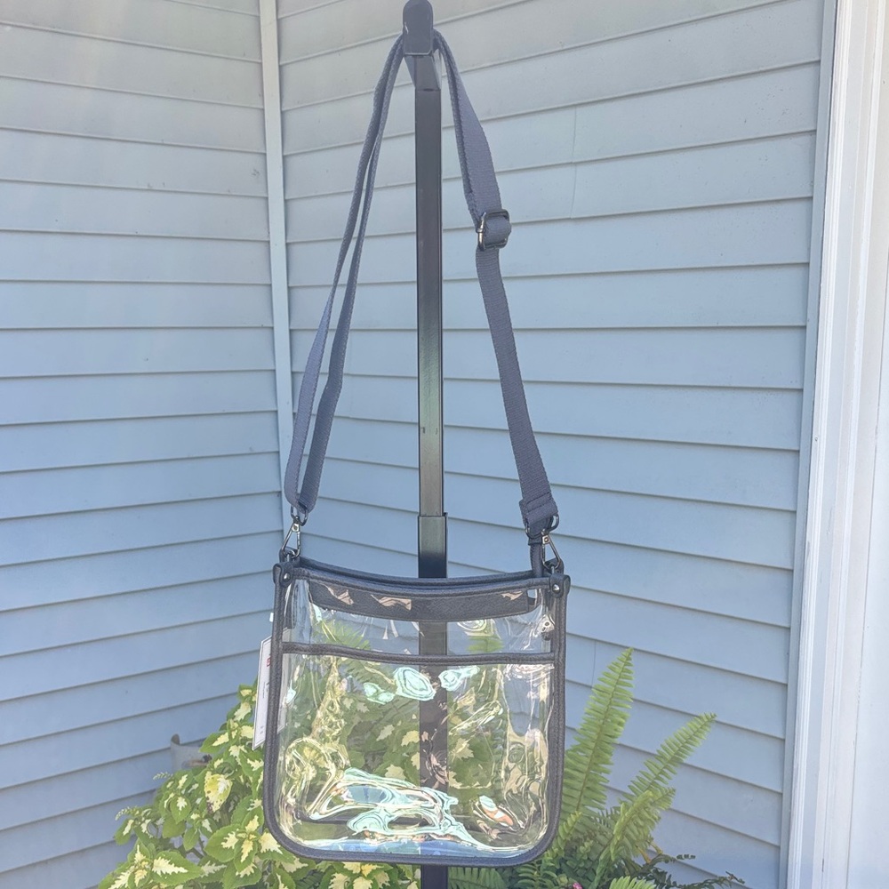 Jen & Co Clear Crossbody Bag with grey Accents